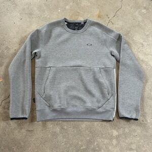 Y2K Oakley Icon Crewneck Sweatshirt Size L Performance Pullover Gray Stretch